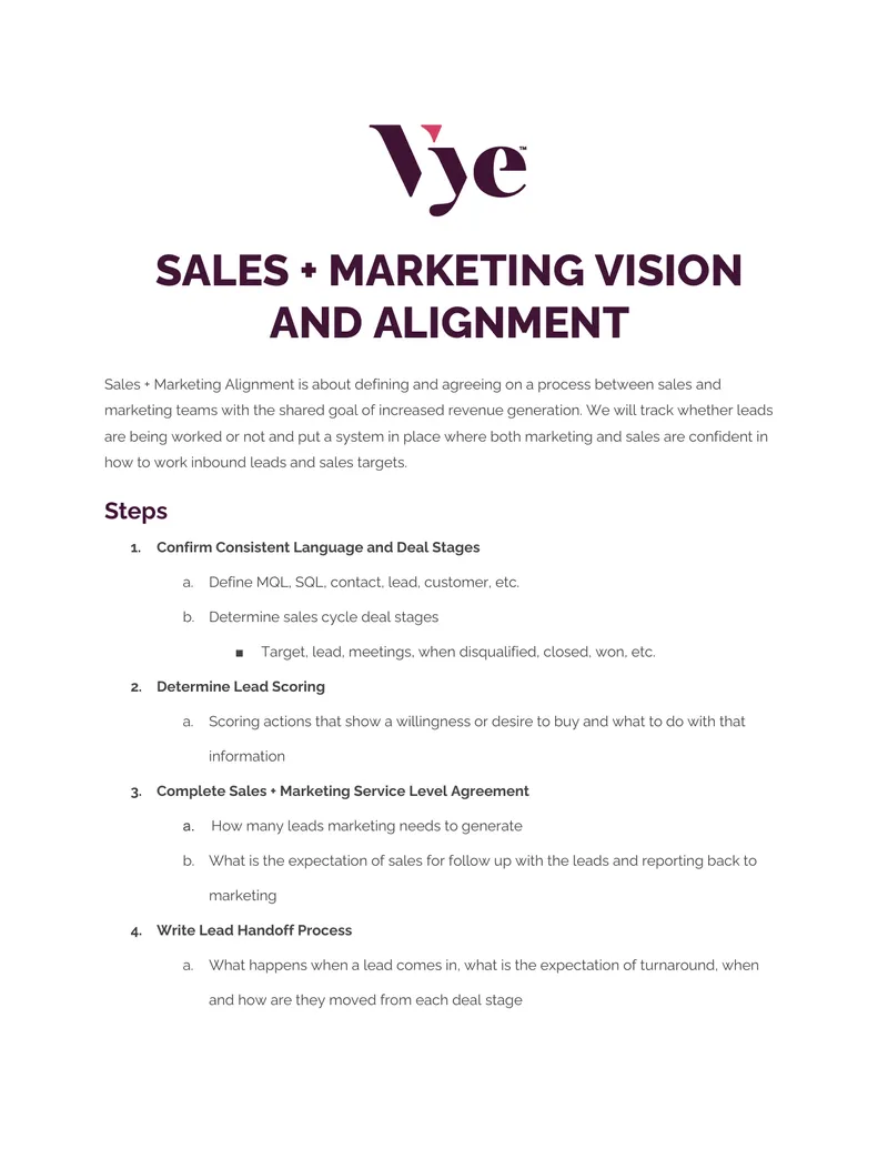Sales and Marketing Alignment Process Guide preview page 1