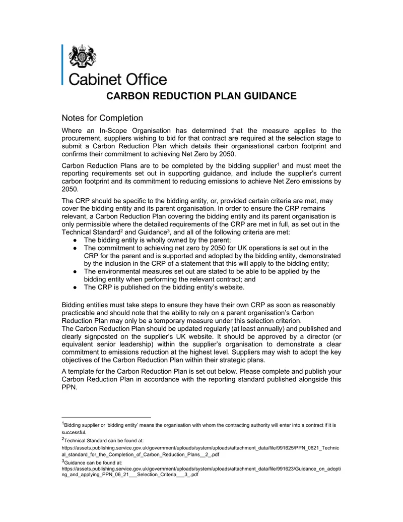 Carbon Reduction Plan Guidance for Suppliers preview page 1