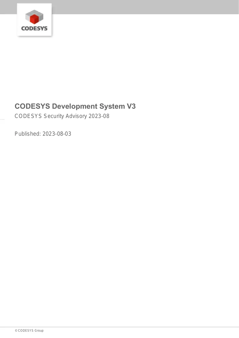 CODESYS Security Advisory 2023-08 preview page 1