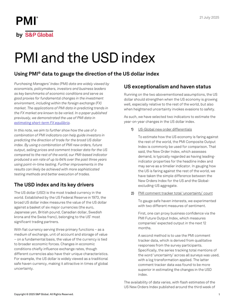 Using PMI Data to Predict US Dollar Index Trends preview page 1