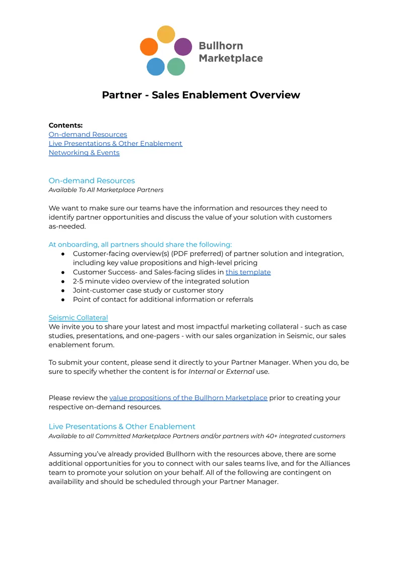 Sales Enablement Resources for Marketplace Partners preview page 1