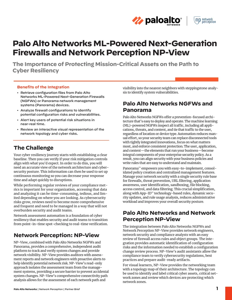 Network Perception NP-View Integration Overview preview page 1
