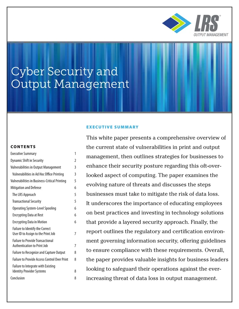 Cyber Security Vulnerabilities in Print Management preview page 1