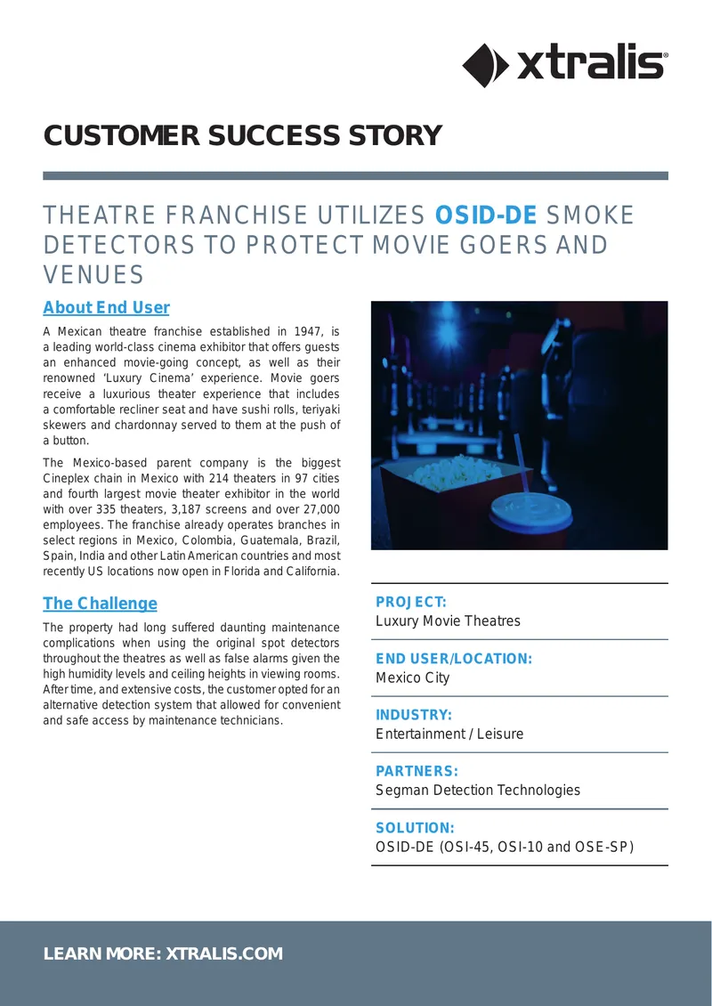 Theatre Franchise Utilizes OSID-DE Smoke Detectors preview page 1