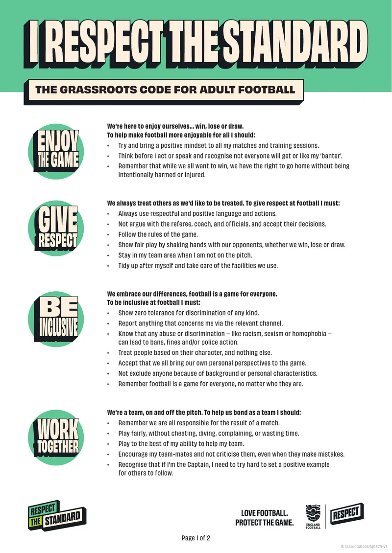 Grassroots Code for Adult Football preview page 1
