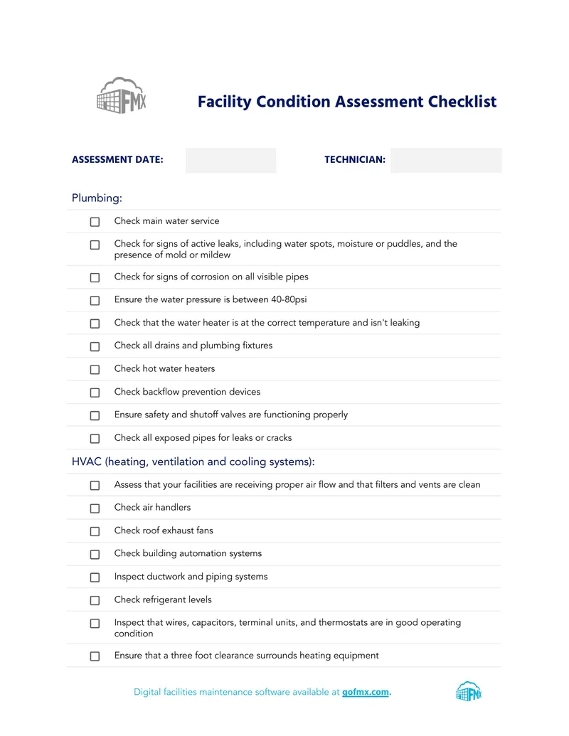 Facility Condition Assessment Checklist preview page 1