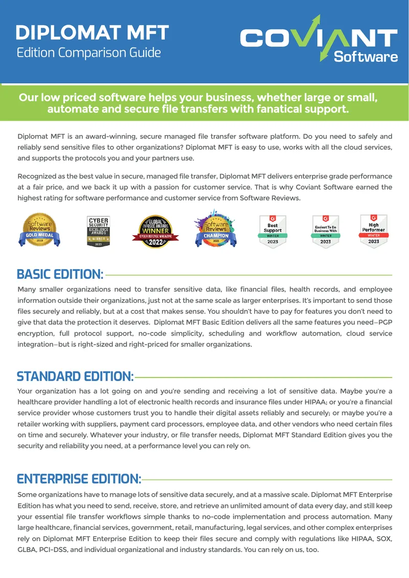 Diplomat MFT Edition Comparison Guide preview page 1