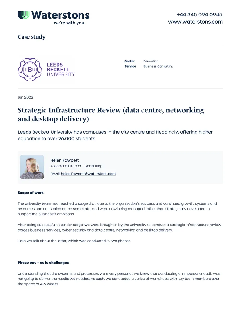Strategic Infrastructure Review for Leeds Beckett University preview page 1