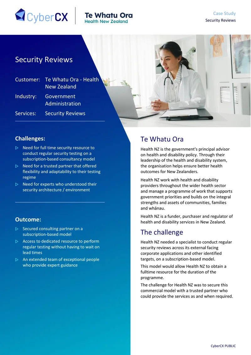 CyberCX Security Reviews Case Study preview page 1