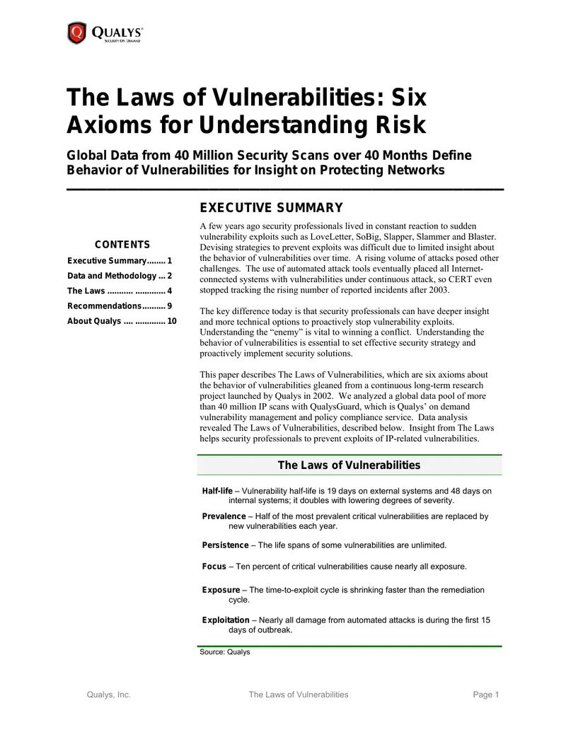 Understanding Vulnerability Behavior and Risk Management preview page 1