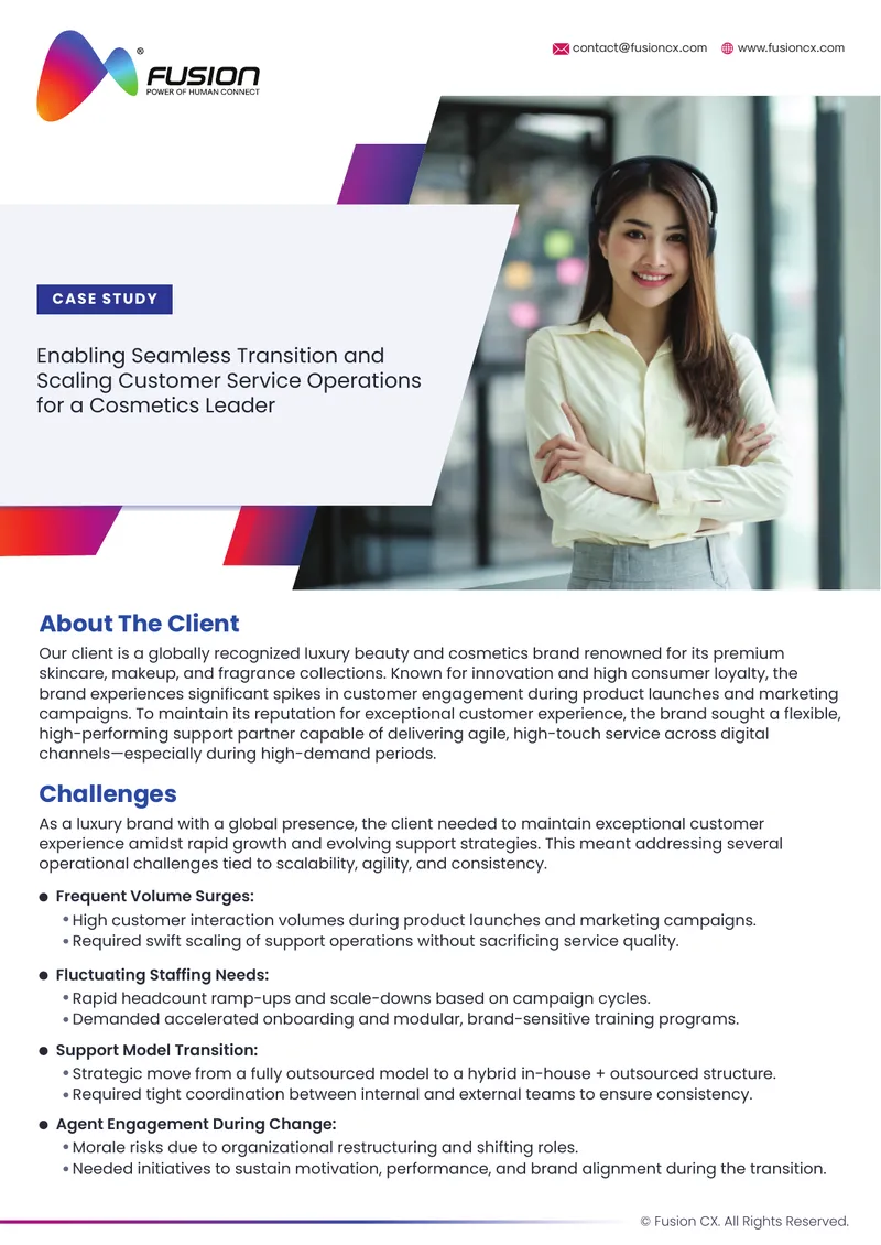 Customer Service Operations Scaling for Cosmetics Brand preview page 1