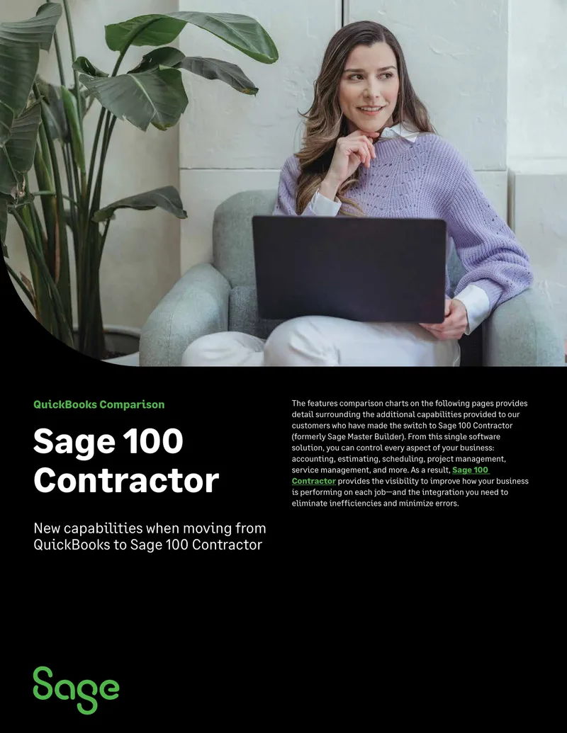 Comparison of QuickBooks and Sage 100 Contractor Features preview page 1