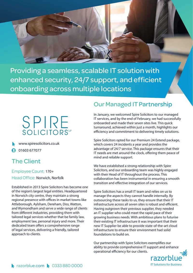 Managed IT Services Partnership with Spire Solicitors preview page 1