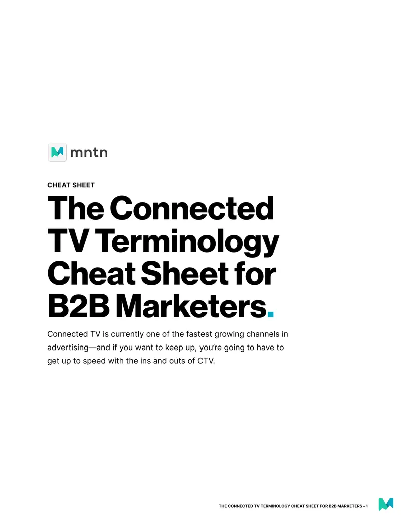 Connected TV Terminology Cheat Sheet for B2B Marketers preview page 1