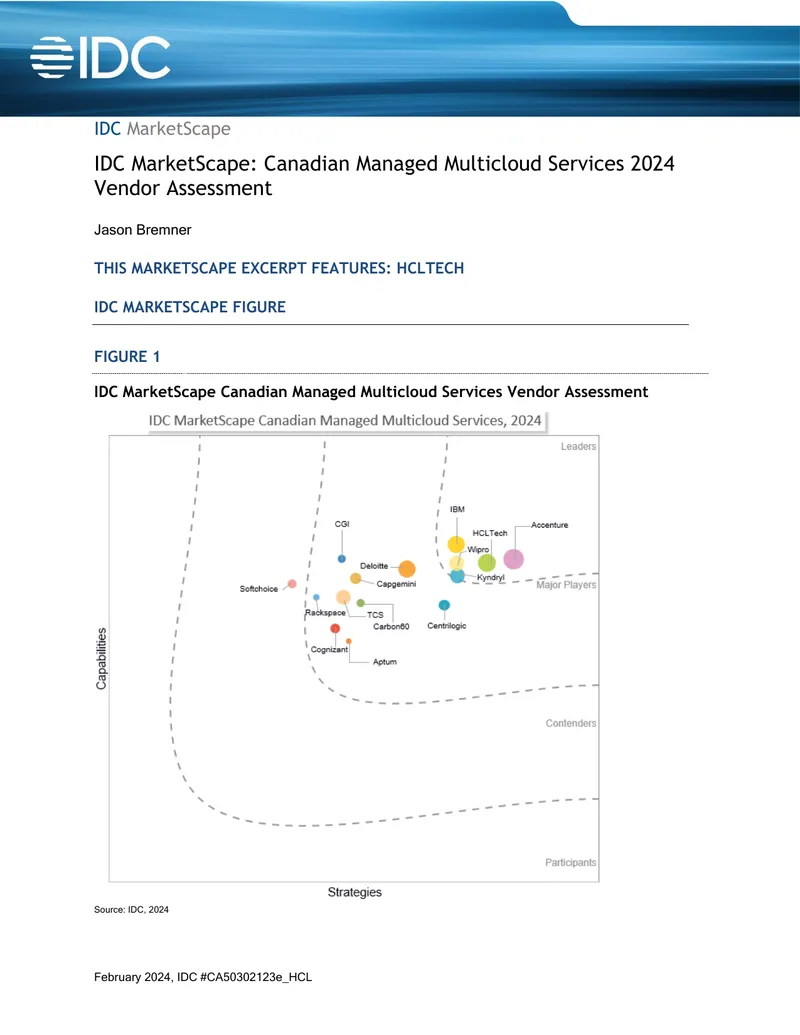 Canadian Managed Multicloud Services Vendor Assessment 2024 preview page 1