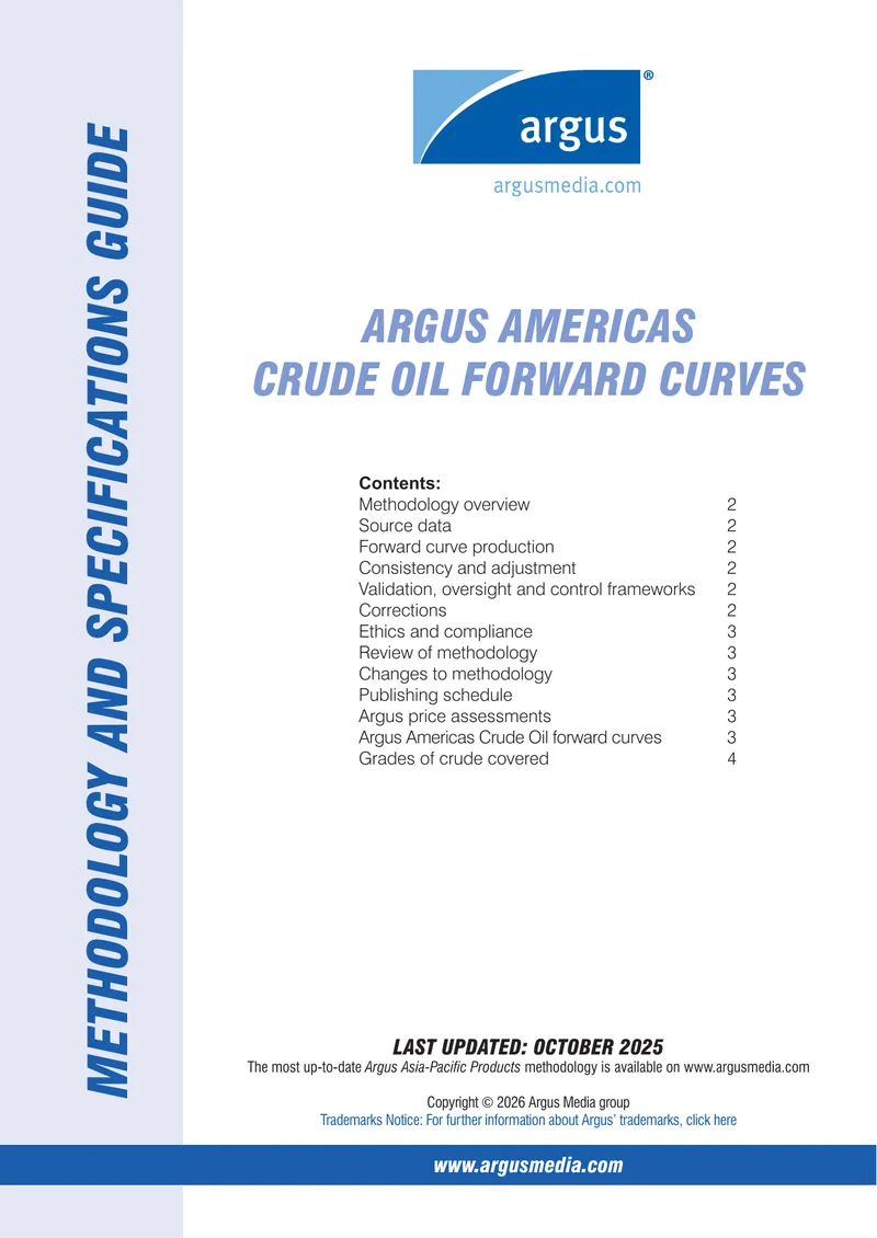 Argus Americas Crude Oil Forward Curves Methodology Guide preview page 1
