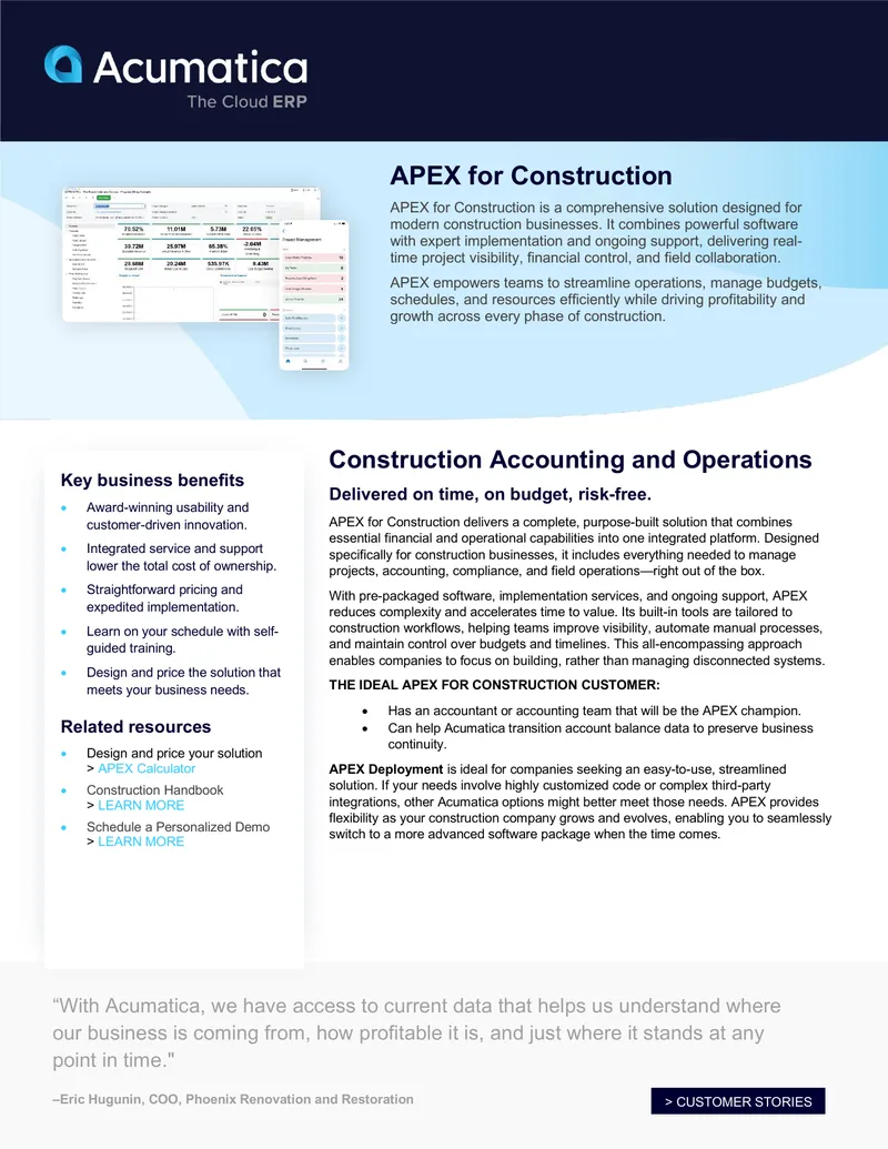 APEX for Construction Comprehensive Solution Overview preview page 1