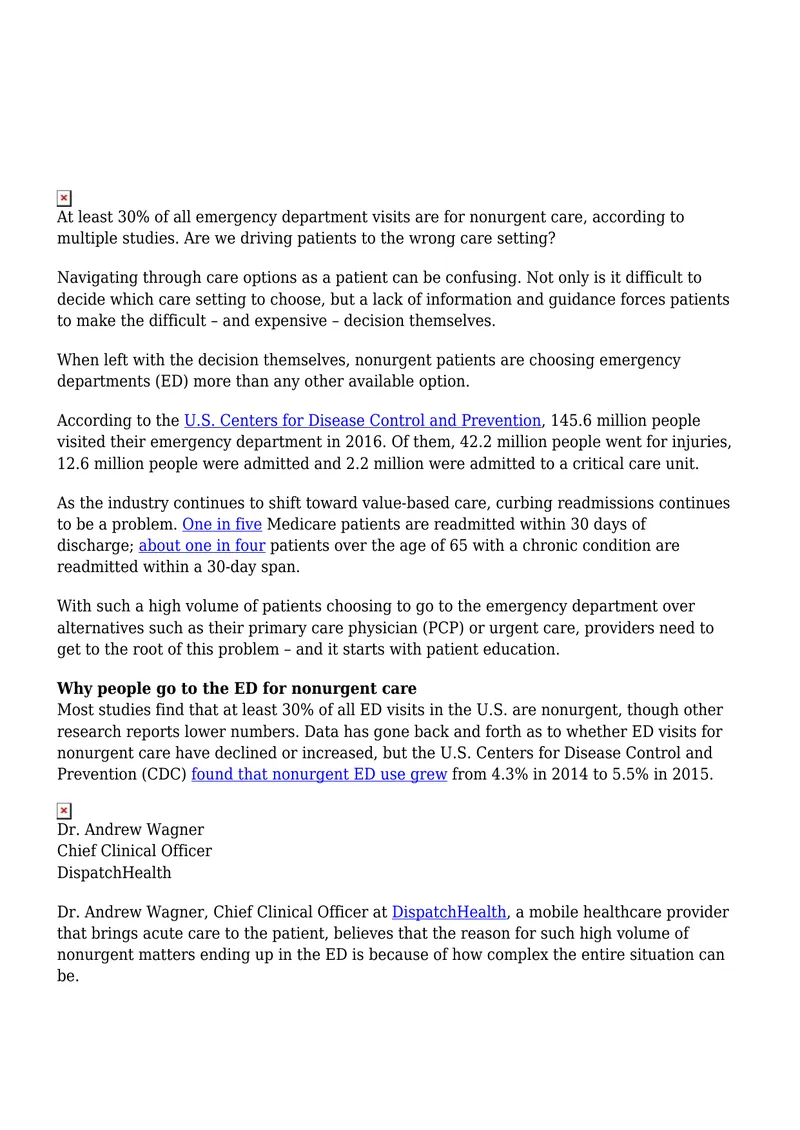 Emergency Department Utilization for Nonurgent Care preview page 1