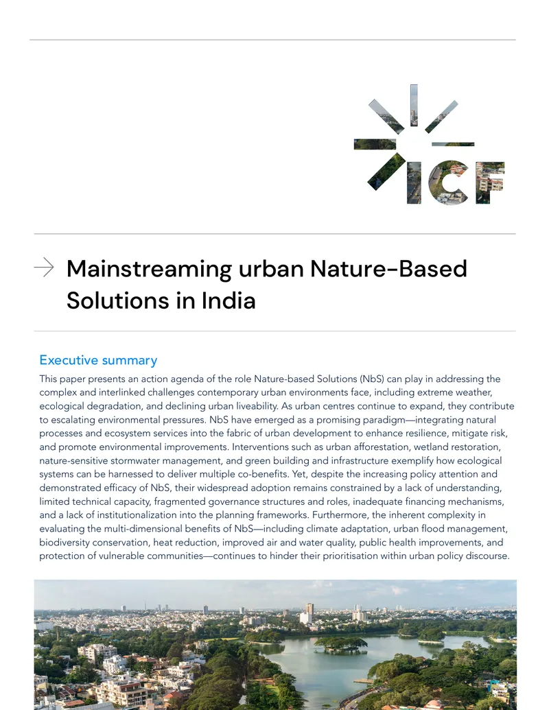 Mainstreaming Urban Nature-Based Solutions in India preview page 1