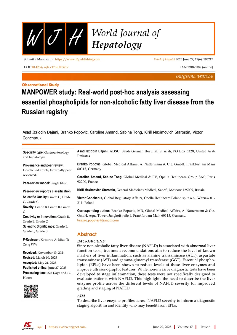 Post-hoc Analysis of Essential Phospholipids for NAFLD preview page 1