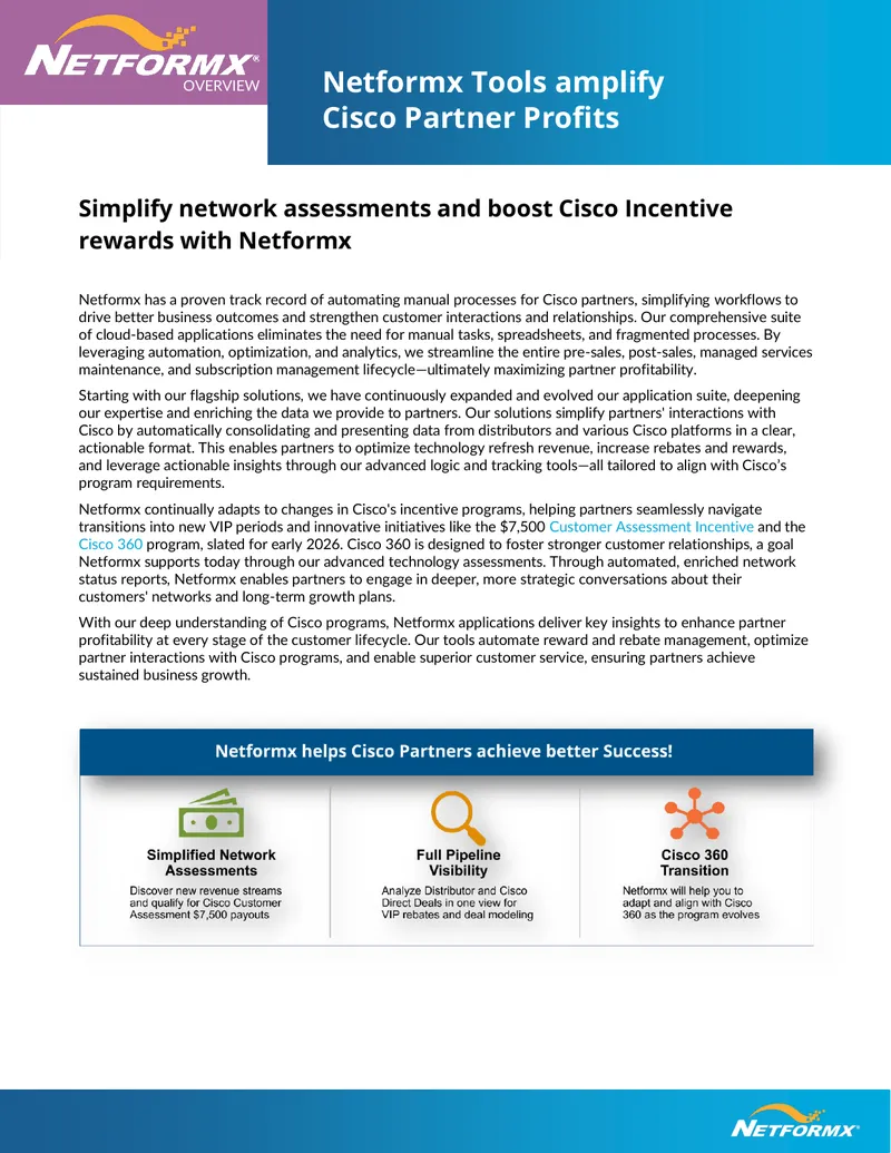 Netformx Tools for Cisco Partner Profitability preview page 1