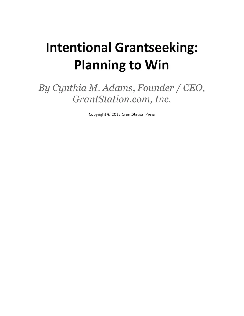Intentional Grantseeking Planning Guide preview page 1
