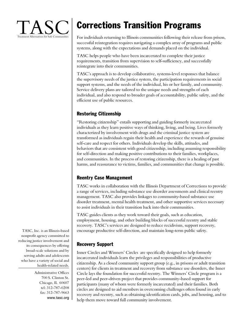 Corrections Transition Programs and Reentry Support preview page 1