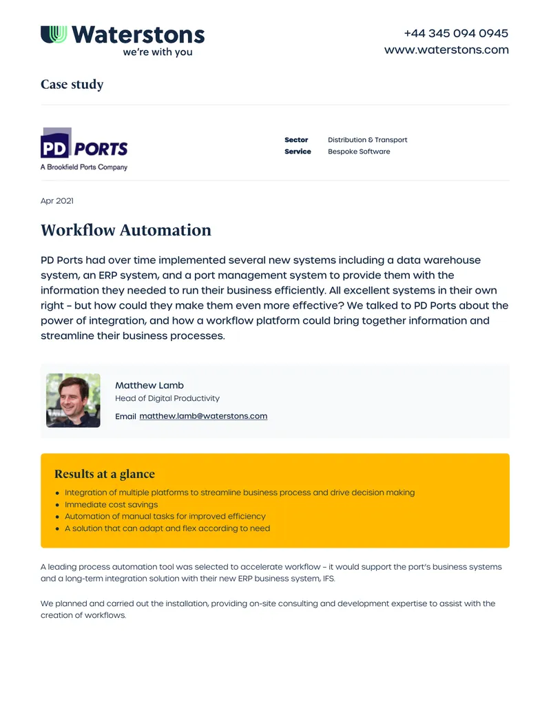 Workflow Automation Implementation for PD Ports preview page 1