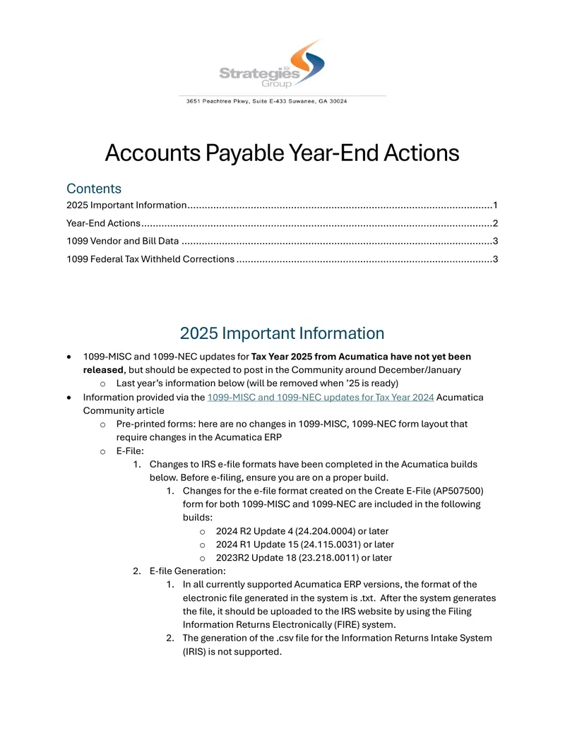 Accounts Payable Year-End Actions Guide preview page 1
