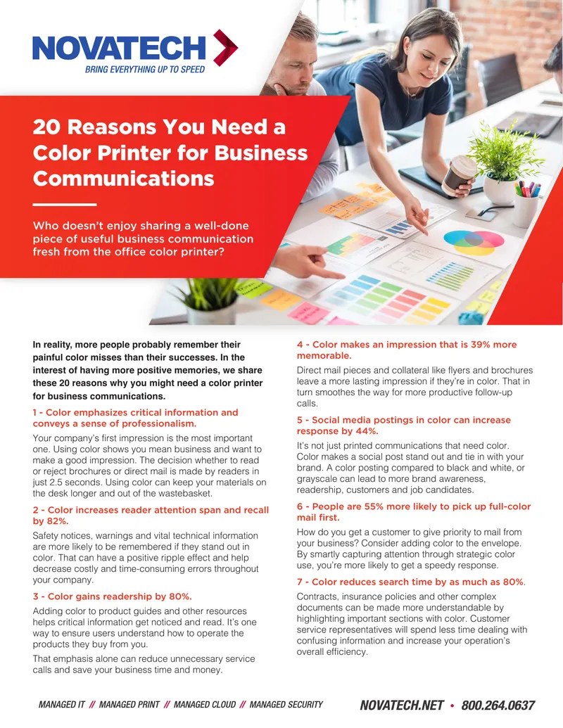 20 Reasons for Color Printing in Business Communications preview page 1