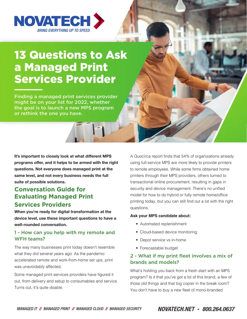Key Questions for Managed Print Services Providers preview page 1