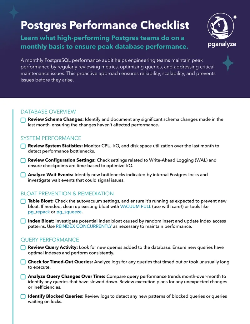 Postgres Performance Audit Checklist preview page 1