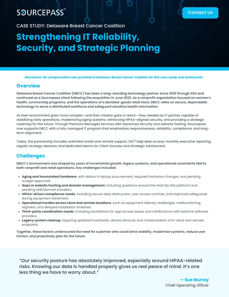 Case Study on IT Partnership with Delaware Breast Cancer Coalition preview page 1