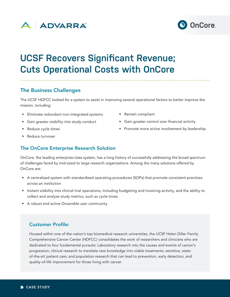 UCSF HDFCC OnCore System Implementation Case Study preview page 1