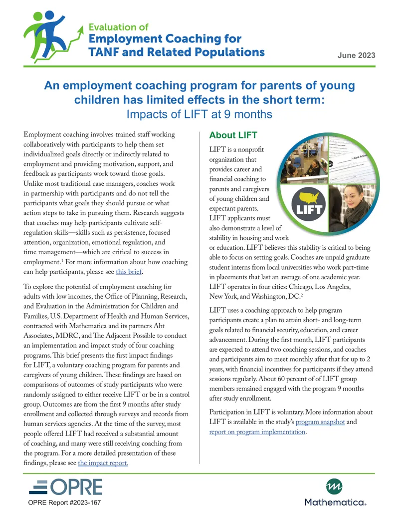 Evaluation of Employment Coaching for TANF Populations preview page 1