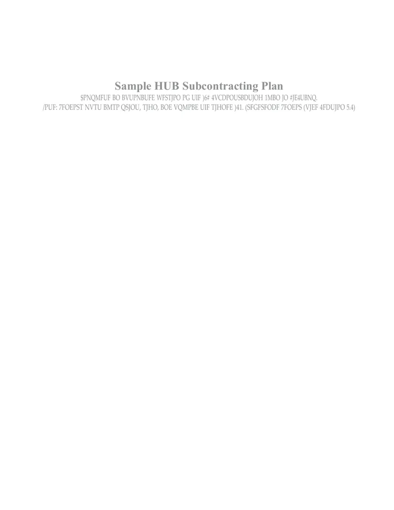 HUB Subcontracting Plan Quick Checklist preview page 1
