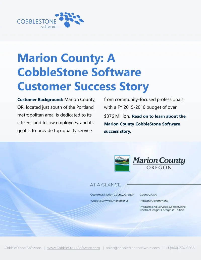 Marion County CobbleStone Software Success Story preview page 1