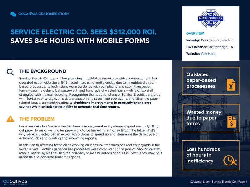 Service Electric Company Mobile Forms Implementation preview page 1