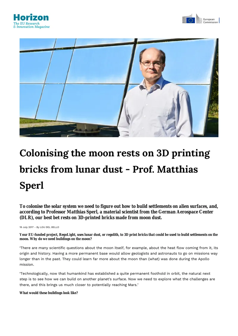 3D Printing Bricks from Lunar Dust for Moon Colonization preview page 1