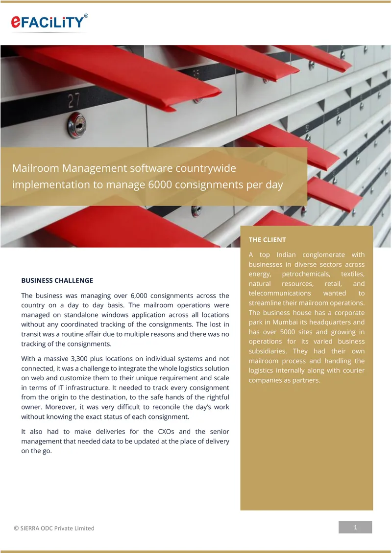 Mailroom Management System Implementation for Logistics preview page 1