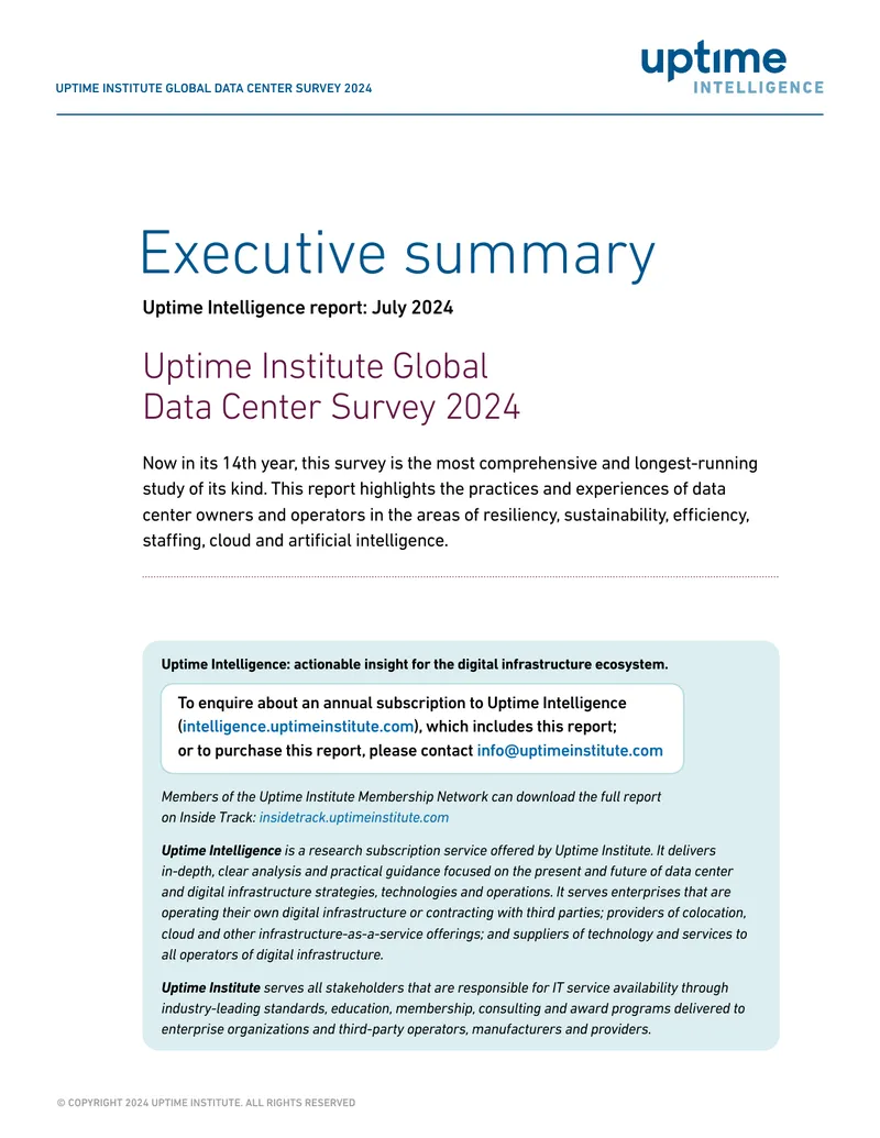 Uptime Institute Global Data Center Survey 2024 Overview preview page 1