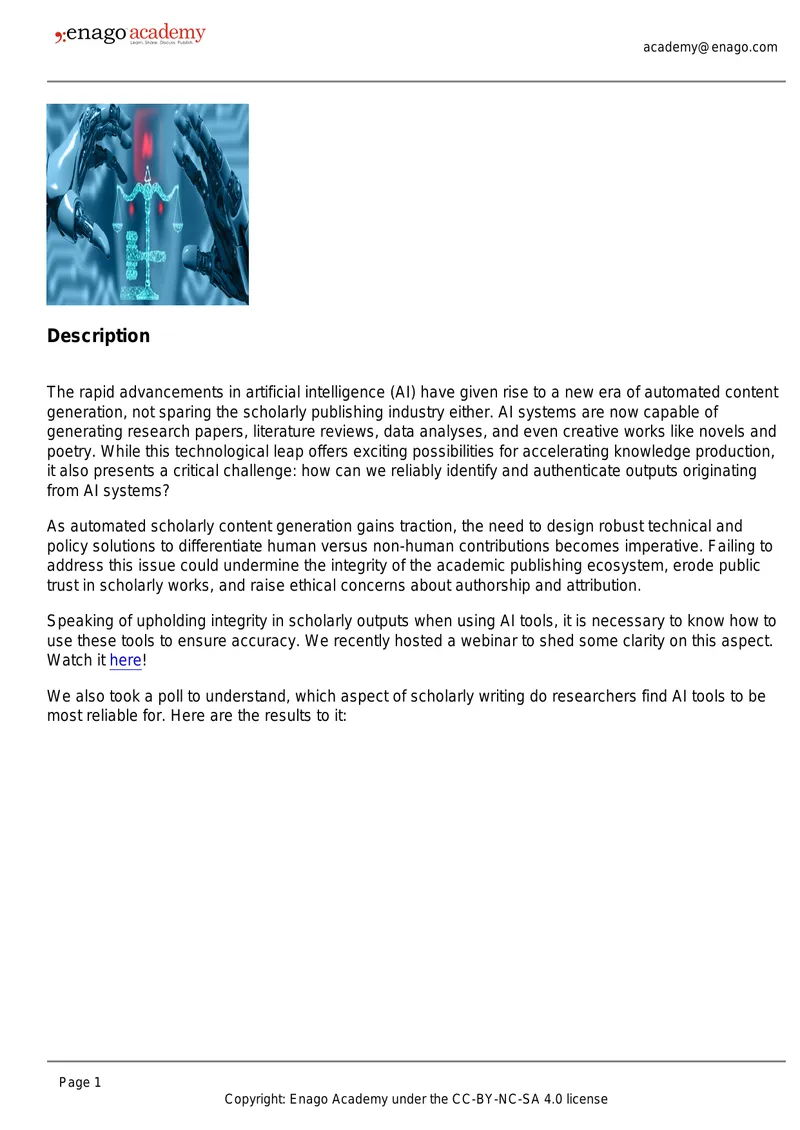 Ensuring Authenticity in AI-Generated Scholarly Content preview page 1