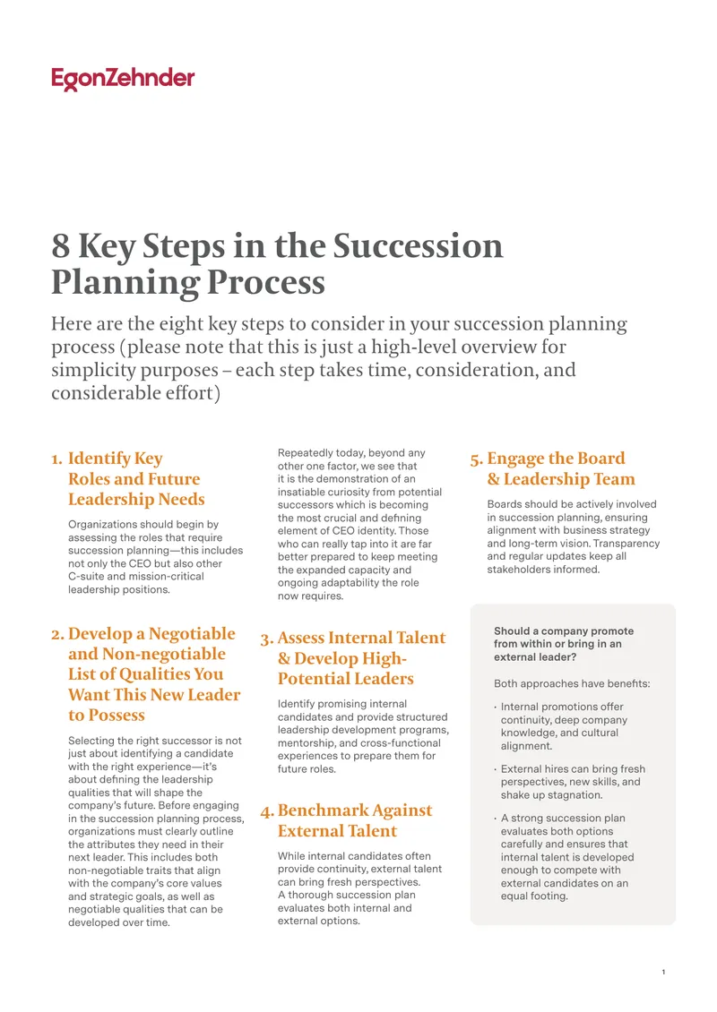 Key Steps in the Succession Planning Process preview page 1