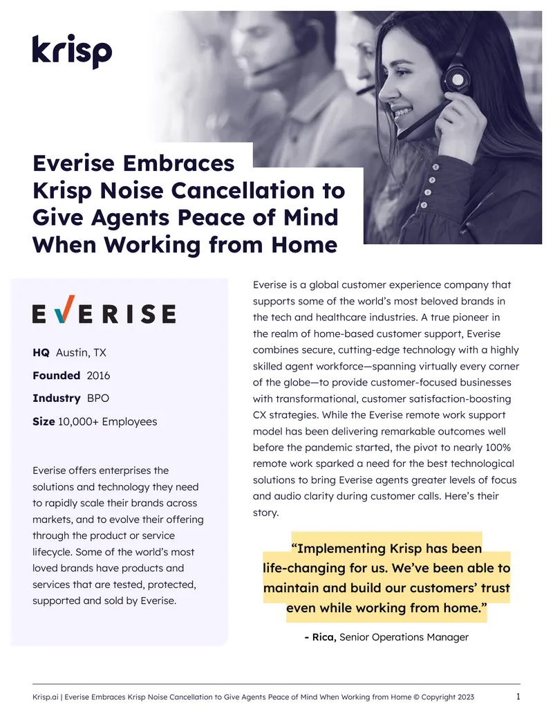 Everise Implements Krisp Noise Cancellation Technology preview page 1