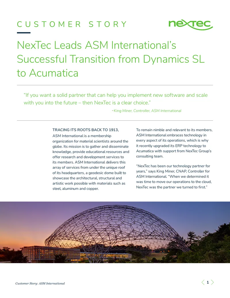 ASM International's Transition to Acumatica ERP preview page 1