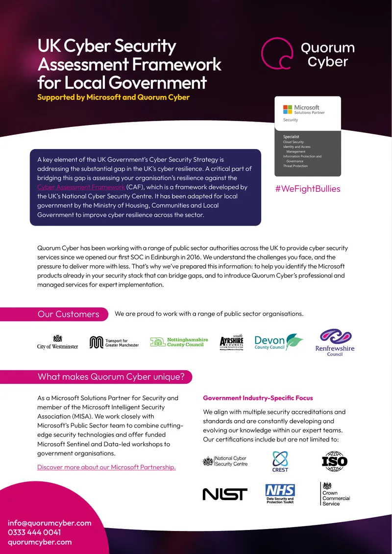 UK Cyber Security Assessment Framework for Local Government preview page 1