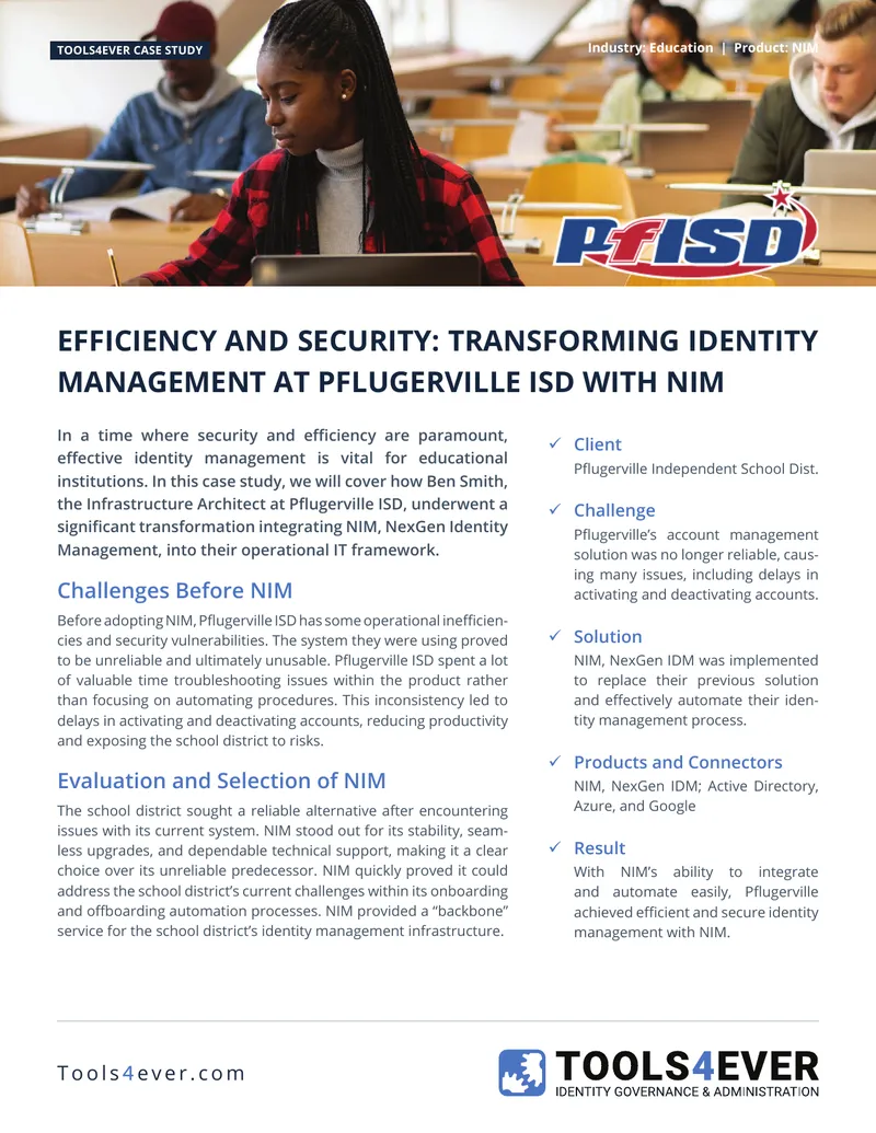 Transforming Identity Management at Pflugerville ISD with NIM preview page 1