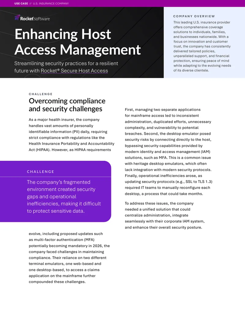 Enhancing Host Access Management for Insurance preview page 1