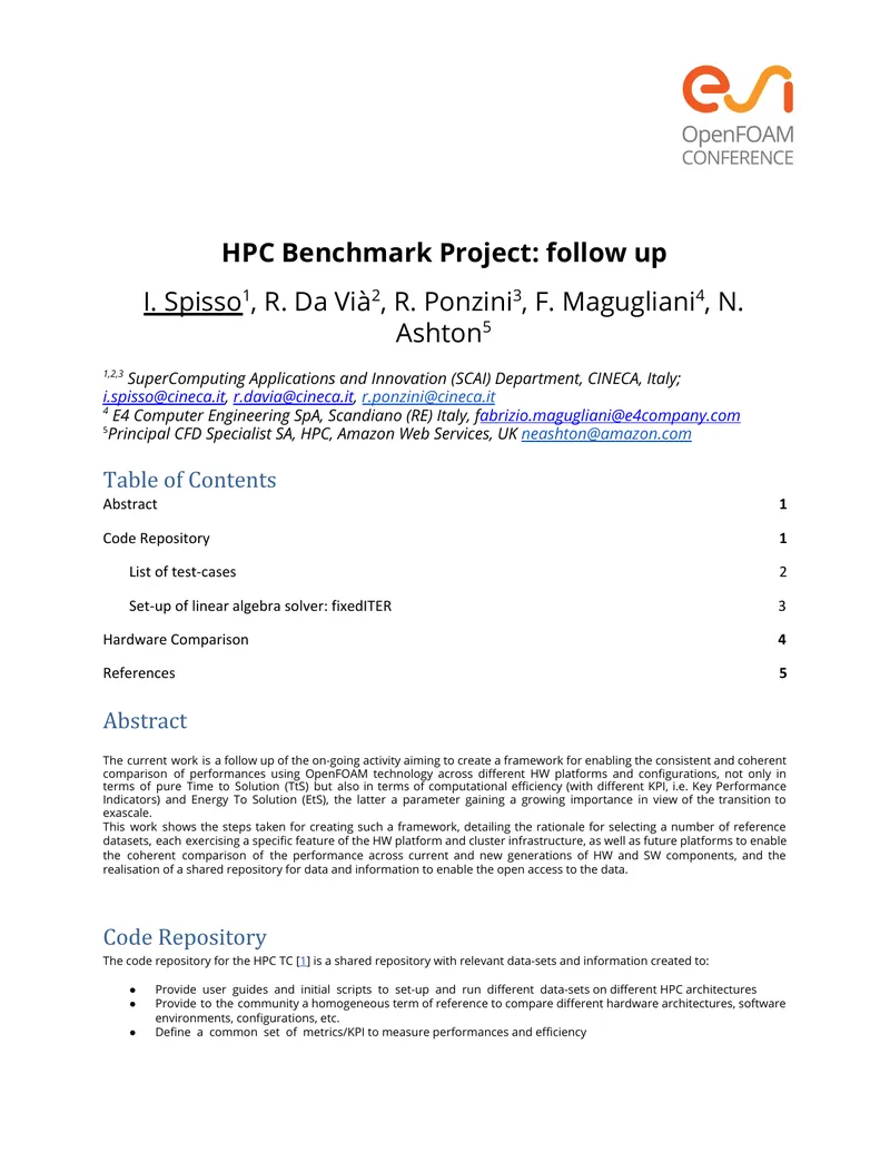 HPC Benchmark Project Follow-Up Report preview page 1