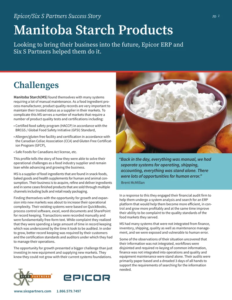 Manitoba Starch Products ERP Implementation Case Study preview page 1
